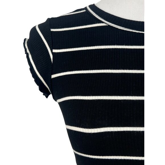 Billabong Black & White 90s Y2K Retro Inspired Striped Crewneck Mini Shift Dress - Picture 4 of 16